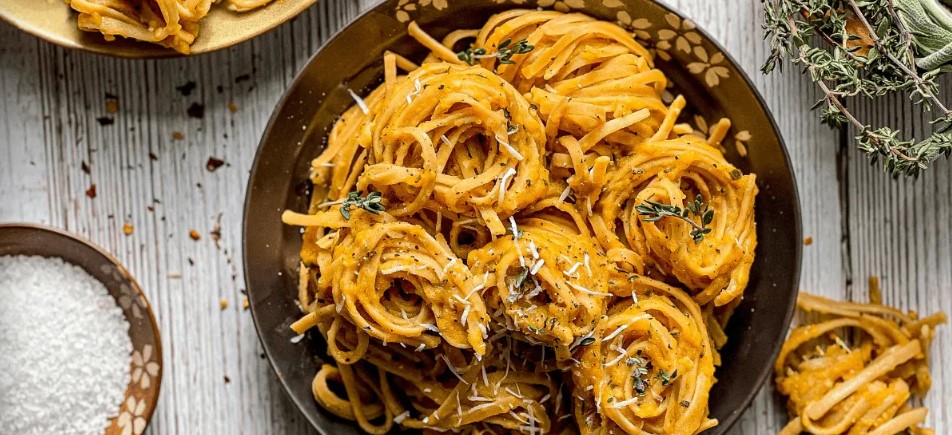 Savory Butternut Squash Pasta with Crispy Prosciutto and Herbs